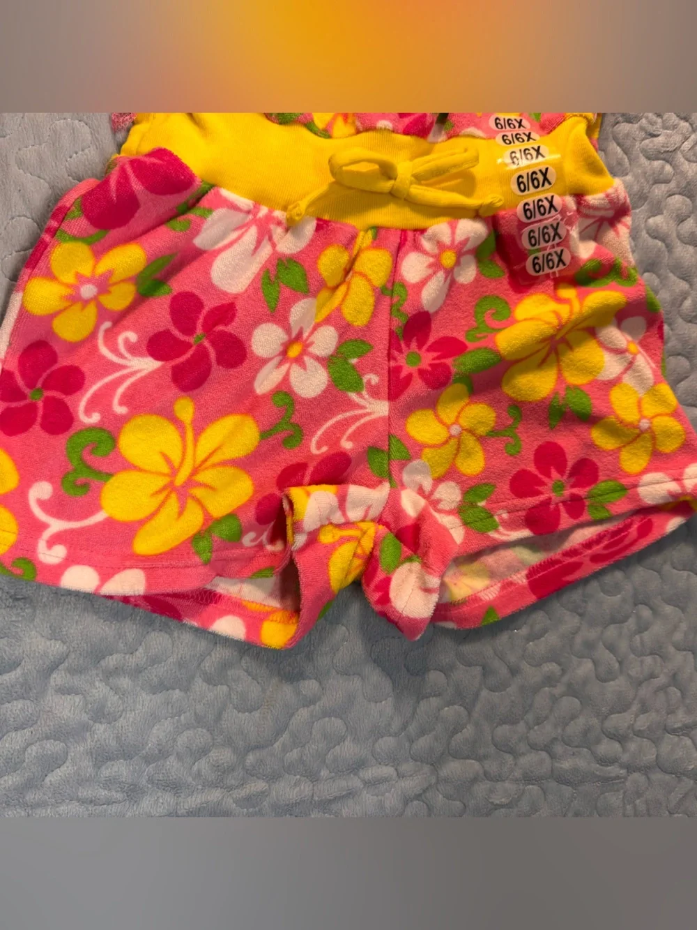 Girls' Pink & Yellow Floral Swim Coverup Romper